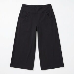 Promover Wide Leg Cropped Pants Black Yoga Lounge Pockets Women's M EUC